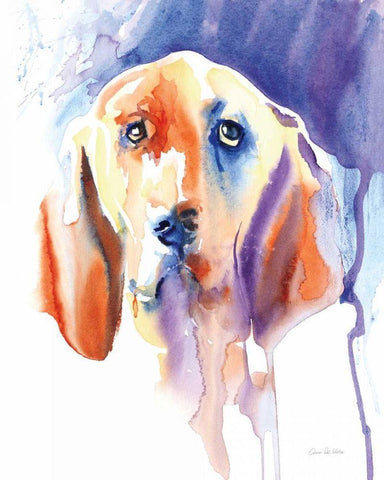 Basset Hound White Modern Wood Framed Art Print with Double Matting by Valle, Aimee Del