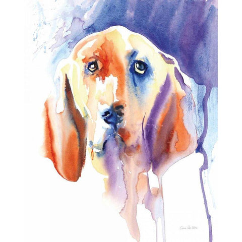 Basset Hound Black Modern Wood Framed Art Print with Double Matting by Valle, Aimee Del