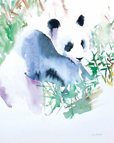 Panda White Modern Wood Framed Art Print with Double Matting by Valle, Aimee Del