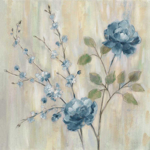 Contemporary Chinoiserie Blue White Modern Wood Framed Art Print by Vassileva, Silvia