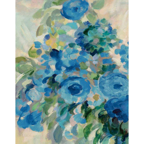 Flower Market II Blue Black Modern Wood Framed Art Print with Double Matting by Vassileva, Silvia