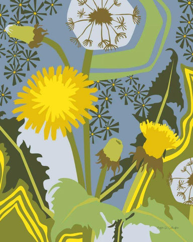 Dandelion White Modern Wood Framed Art Print with Double Matting by Gallagher, Megan