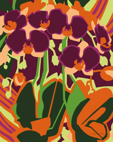 Orchids White Modern Wood Framed Art Print with Double Matting by Gallagher, Megan