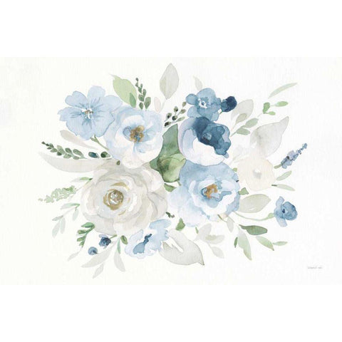 Essence of Spring II Blue Gold Ornate Wood Framed Art Print with Double Matting by Nai, Danhui