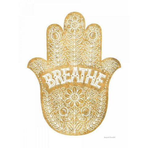 Breathe Gold White Modern Wood Framed Art Print by Snowdon, Alexandra