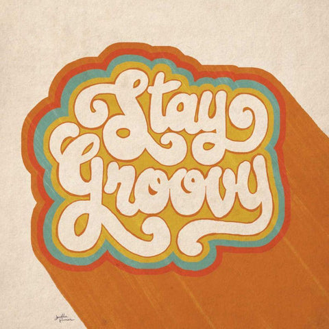 Stay Groovy I White Modern Wood Framed Art Print by Penner, Janelle