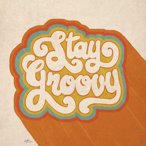 Stay Groovy I Black Modern Wood Framed Art Print with Double Matting by Penner, Janelle