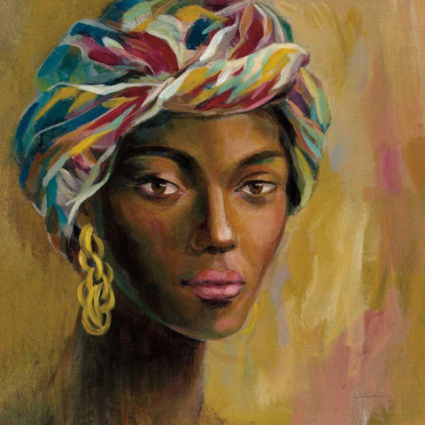 African Face I Gold Ornate Wood Framed Art Print with Double Matting by Vassileva, Silvia