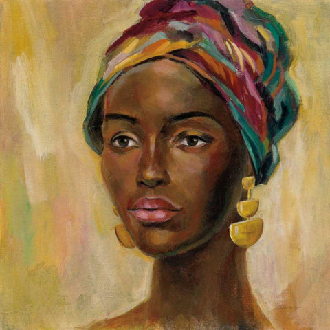 African Face II Gold Ornate Wood Framed Art Print with Double Matting by Vassileva, Silvia