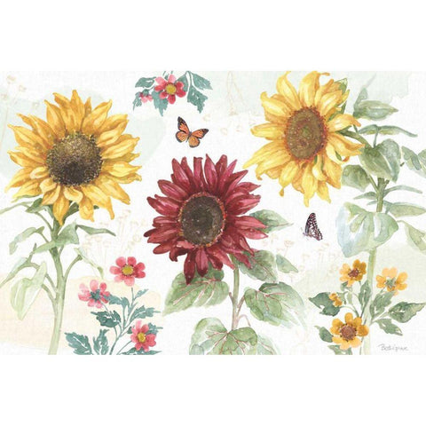 Sunflower Splendor IV Gold Ornate Wood Framed Art Print with Double Matting by Grove, Beth