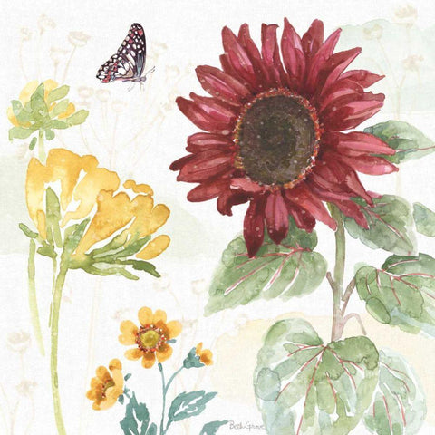 Sunflower Splendor VI Gold Ornate Wood Framed Art Print with Double Matting by Grove, Beth