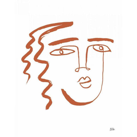 Making Faces V Terracotta Black Modern Wood Framed Art Print with Double Matting by Averinos, Melissa