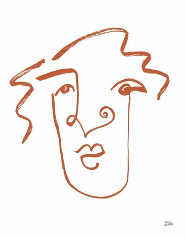 Making Faces VIII Terracotta White Modern Wood Framed Art Print with Double Matting by Averinos, Melissa