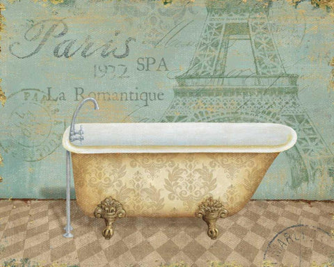 Voyage Romantique Bath I Black Ornate Wood Framed Art Print with Double Matting by Brissonnet, Daphne