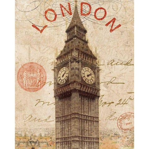 Letter from London White Modern Wood Framed Art Print by Wild Apple Portfolio