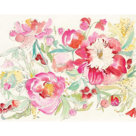 Raspberry Picking Gold Ornate Wood Framed Art Print with Double Matting by Rice, Kristy