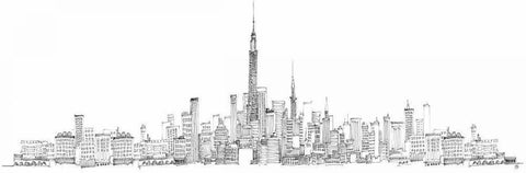 New York Skyline White Modern Wood Framed Art Print with Double Matting by Tillmon, Avery