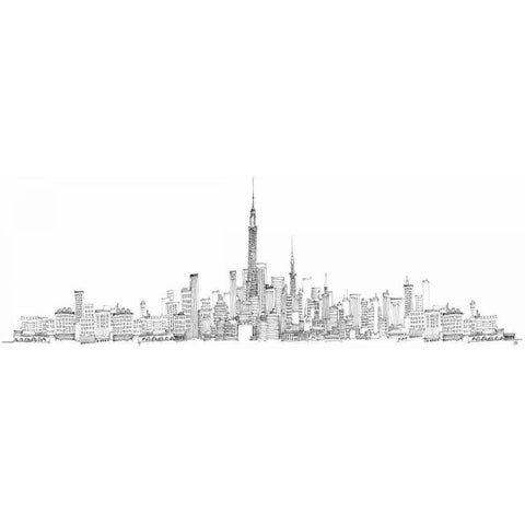 New York Skyline White Modern Wood Framed Art Print by Tillmon, Avery