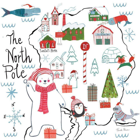 North Pole Pals I Black Modern Wood Framed Art Print with Double Matting by Zaman, Farida