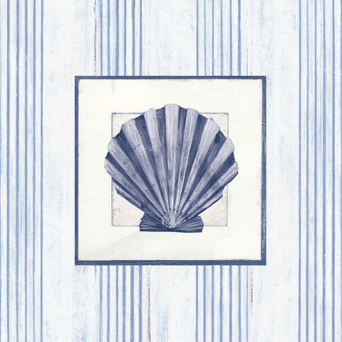 Sanibel Shell I Navy White Modern Wood Framed Art Print with Double Matting by Tillmon, Avery