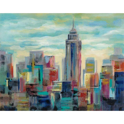 Colorful Day in Manhattan Black Modern Wood Framed Art Print with Double Matting by Vassileva, Silvia