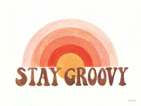 Stay Groovy White Modern Wood Framed Art Print with Double Matting by Nai, Danhui