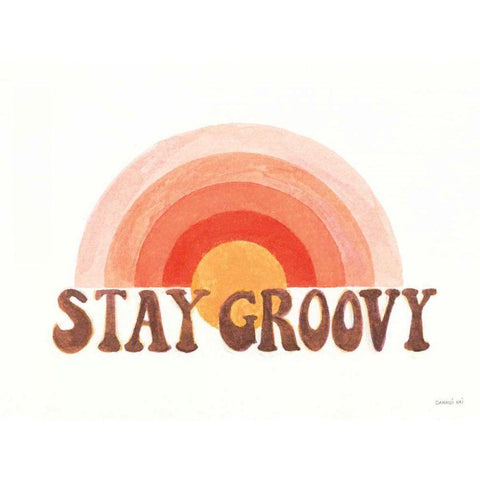 Stay Groovy White Modern Wood Framed Art Print by Nai, Danhui