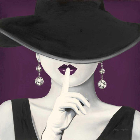 Haute Chapeau Purple I v2 White Modern Wood Framed Art Print by Fabiano, Marco