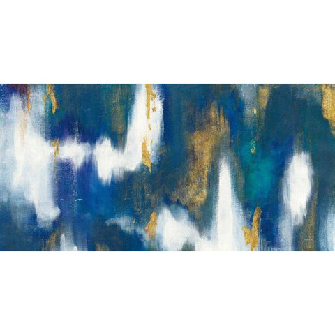 Blue Texture II Gold Crop Black Modern Wood Framed Art Print with Double Matting by Nai, Danhui