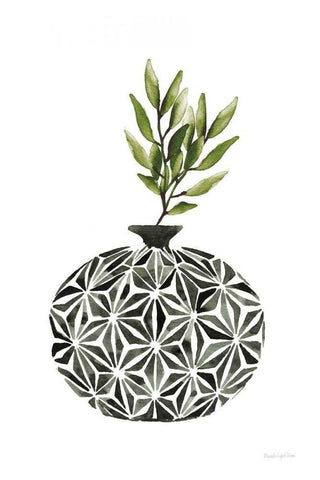 Geometric Vases IV Green White Modern Wood Framed Art Print with Double Matting by Charro, Mercedes Lopez