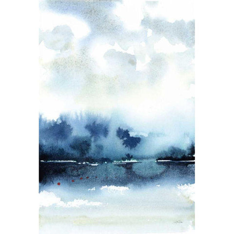 Deep Blue Lake Black Modern Wood Framed Art Print by Pete, Katrina