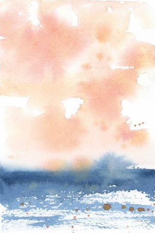 Sunrise Seascape I White Modern Wood Framed Art Print with Double Matting by Pete, Katrina