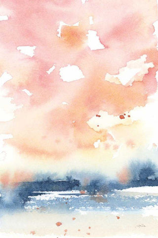 Sunrise Seascape II White Modern Wood Framed Art Print with Double Matting by Pete, Katrina