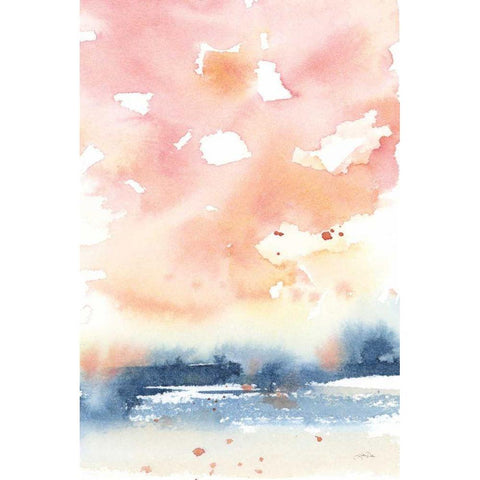 Sunrise Seascape II Black Modern Wood Framed Art Print with Double Matting by Pete, Katrina