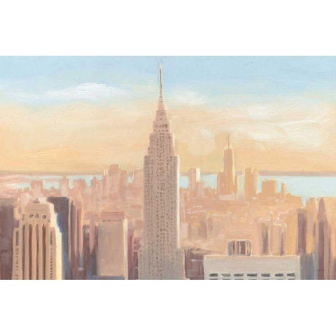 Manhattan Dawn White Modern Wood Framed Art Print by Wiens, James