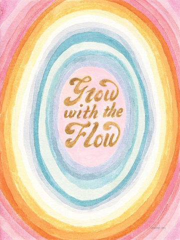 Grow with the Flow White Modern Wood Framed Art Print with Double Matting by Nai, Danhui