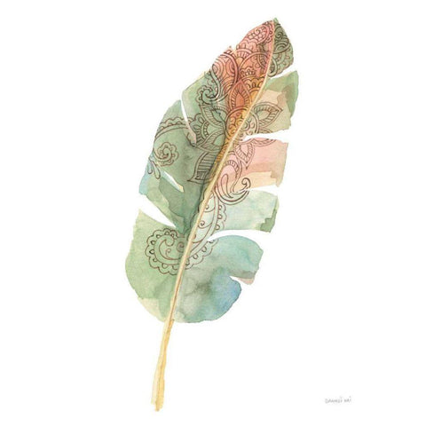 Boho Tropical Leaf I on White White Modern Wood Framed Art Print by Nai, Danhui