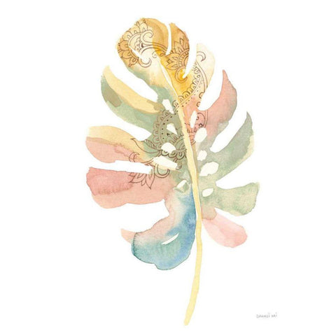 Boho Tropical Leaf II on White Black Modern Wood Framed Art Print by Nai, Danhui