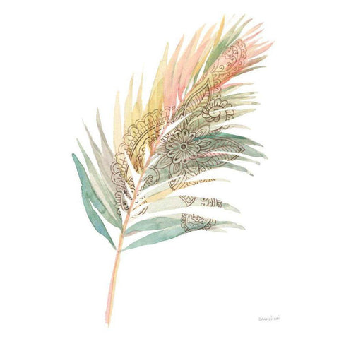 Boho Tropical Leaf III on White Gold Ornate Wood Framed Art Print with Double Matting by Nai, Danhui