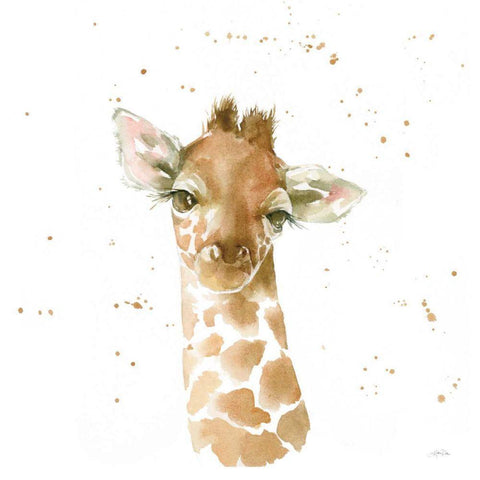 Baby Giraffe Gold Ornate Wood Framed Art Print with Double Matting by Pete, Katrina