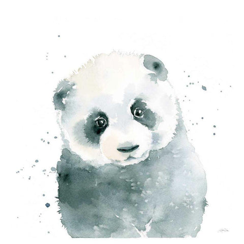 Panda Cub Black Modern Wood Framed Art Print with Double Matting by Pete, Katrina