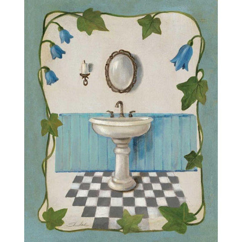 Bell Flower Bath II on Ivory Black Modern Wood Framed Art Print with Double Matting by Vassileva, Silvia