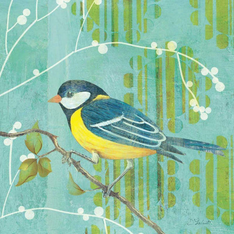 Blue Sky Songbird II White Modern Wood Framed Art Print by D Salusti