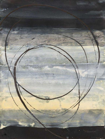 Horizon Balance III Light Black Ornate Wood Framed Art Print with Double Matting by Hristova, Albena