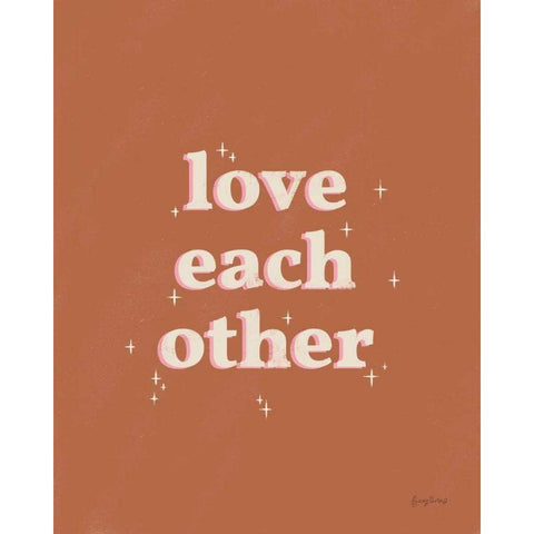 Love Each Other Rust White Modern Wood Framed Art Print by Thorns, Becky