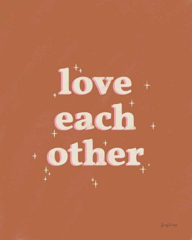 Love Each Other Rust Black Ornate Wood Framed Art Print with Double Matting by Thorns, Becky