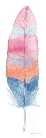 Boho Feathers III White Modern Wood Framed Art Print with Double Matting by McKenna, Kathleen Parr