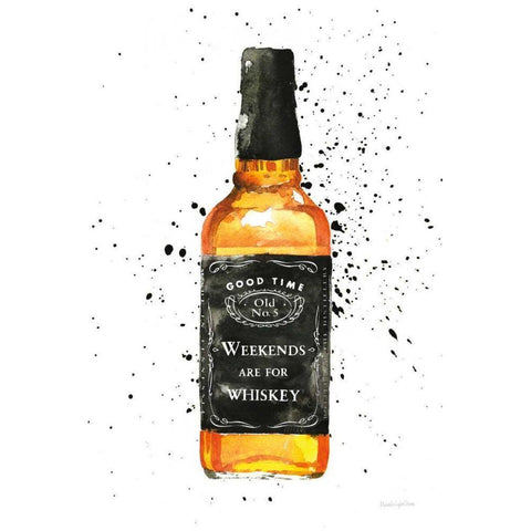 Weekends Are For Whiskey Black Modern Wood Framed Art Print with Double Matting by Charro, Mercedes Lopez