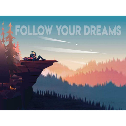 Follow Your Dreams Black Modern Wood Framed Art Print with Double Matting by Escalante, Omar