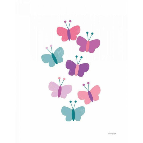 Butterfly Friends Girly Gold Ornate Wood Framed Art Print with Double Matting by Kelle, Ann